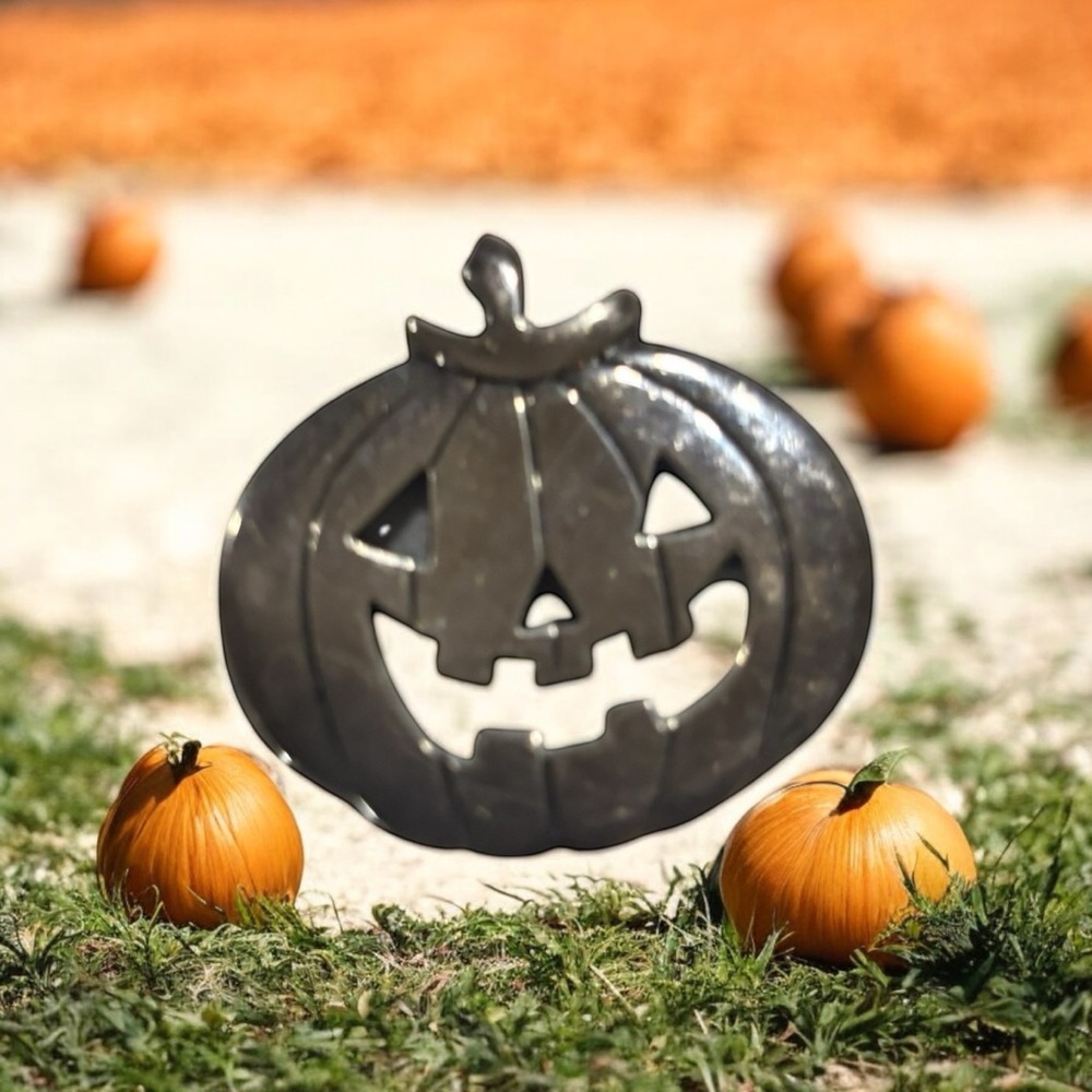 Sterling Silver Jack-o'-Lantern Pumpkin Brooch